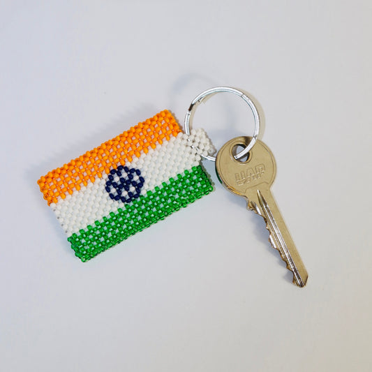 india flag hand made beads key chain