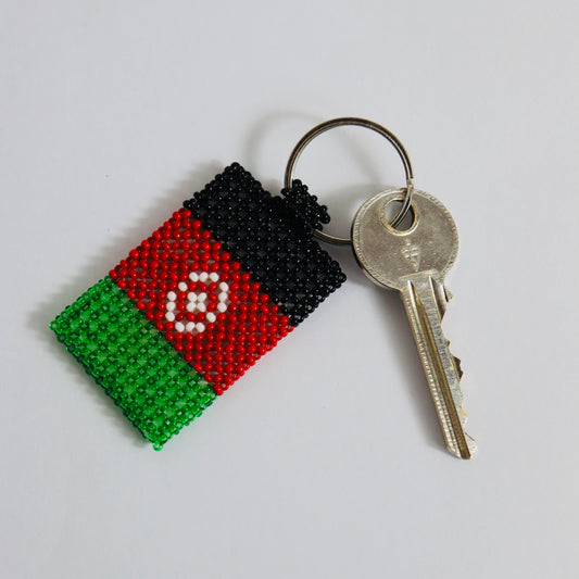 Afghanistan  flag hand made beads key chain