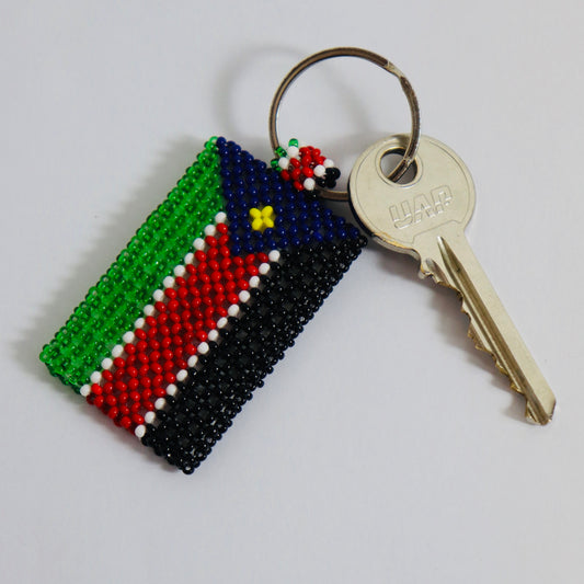 South Sudan flag hand made beads key chain