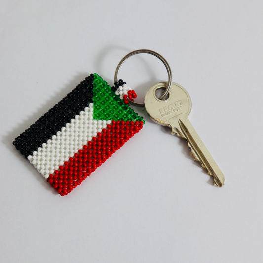 Sudan flag hand made beads key chain