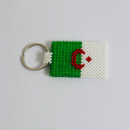 Algeria flag hand made beads key chain