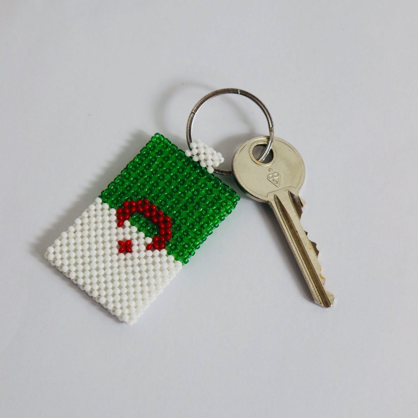 Algeria flag hand made beads key chain